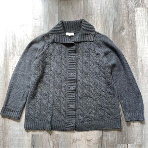 Jones New York Cardigan Sweater Gray 2X Cotton wool blend
